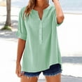 thumbnail image 2 of Endives Womens Tops V Neck Button Down Open Front Short Sleeve Tshirts Business Casual Basic Tee Loose Fit, 2 of 8