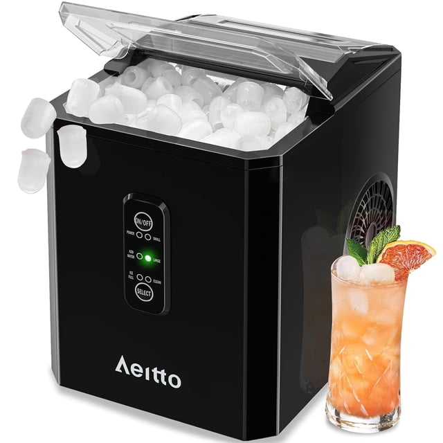 Máquina de Hielo de Encimera Aeitto 12 kg/24h con Cubos en 2 Tamaños