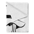 thumbnail image 2 of Lips Soft Flannel Fleece Throw Blanket, Minimalist HDrawn Long Hair Girl Wearing a Big Floppy Hat, Cozy Plush for Indoor and Outdoor Use, 50" x 60", Vermilion Black White, by Ambesonne, 2 of 5