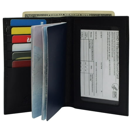 Genuine Leather Vaccination Passport Holder Cover Wallet RFID Blocking Vaccine Card Holder Passport Wallet
