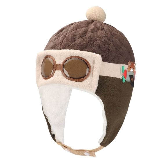 Gustave Baby Kids Pilot Aviator Hats Winter Warm Crochet Earflap Beanie Caps Lovely Cartoon Ear Protection Fleece Hat for Toddlers Boys Girls