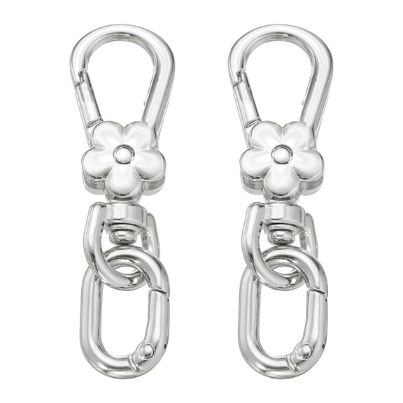 Uxcell 2 Pcs Metal Keychain Clip Swivel Lobster Claw Clasp Quick Release Oval Key Ring Detachable Double Opening Snap Hooks for Jewelry Making Crafts Backpack Bag Lanyard, Silver
