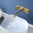 thumbnail image 3 of Double Handle Wall Mounted Bathroom Sink Faucet, Solid Brass Basin Faucet with 360-degree Swivel Spout, 3 of 8