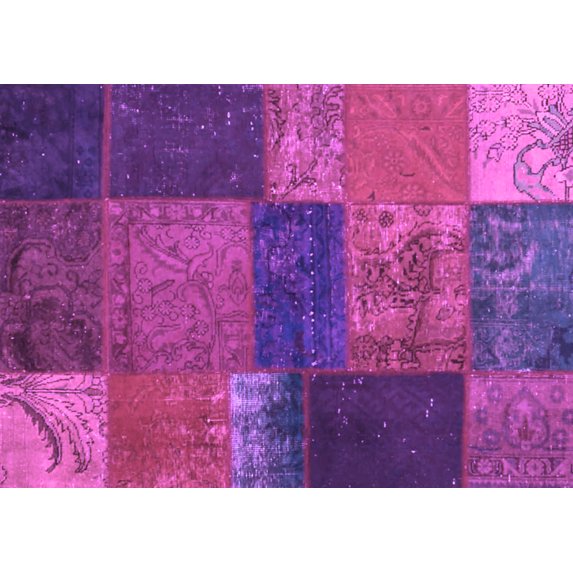 Ahgly Company Indoor Rectangle Patchwork Purple Transitional Area Rugs, 7' x 9'