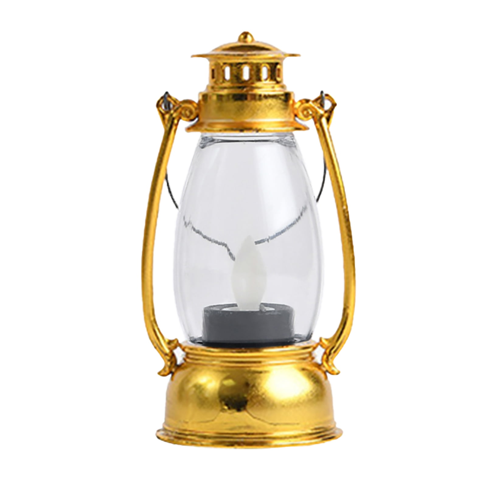 Washranp Mini Candle Lantern Hanging Candle Lamp Bright Aluminium Alloy  Brass Night Fishing for Outdoor Camping Angling Yellow