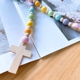 thumbnail image 4 of Easter Wood Bead Garland Farmhouse Decorative Wooden Beads Prayer Beads Tassel Garland Wall Hanging Decoration with Cross for Tiered Tray, 4 of 7