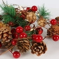 thumbnail image 3 of 6.5ft Christmas Pine Cone String Garland with LED Lights Red Berry Jingle Bell Xmas Tree Party Wedding New Year Holiday Decoration, 3 of 6