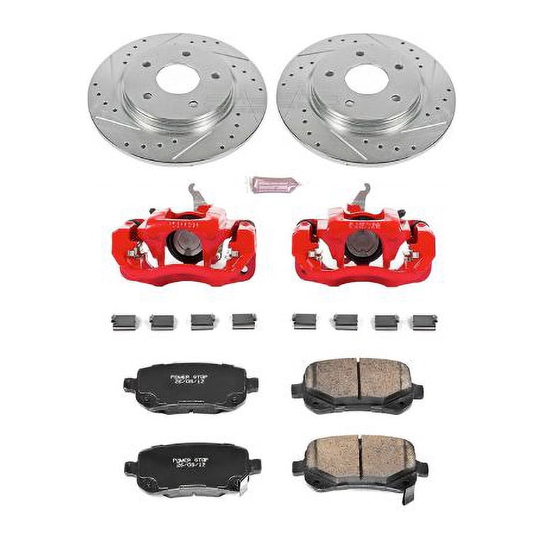 DUAL EVOLUTION 赤　4コン Power Stop Rear Z23 Evolution Brake Pad and Rotor Kit with Red