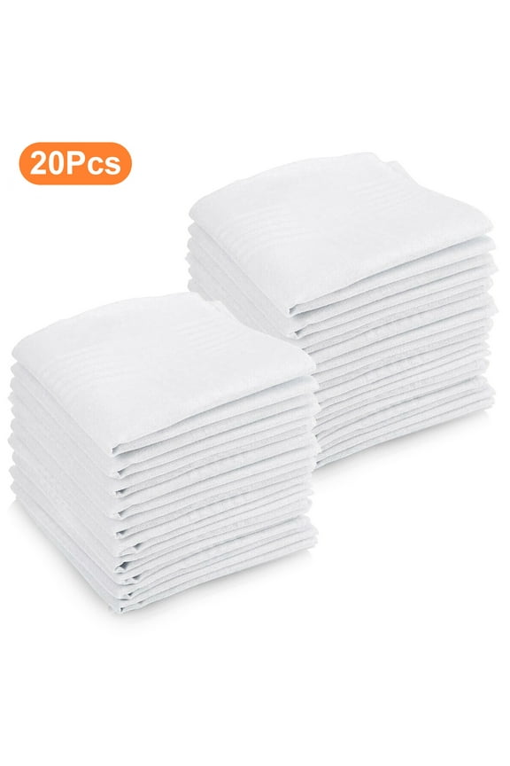 20pcs Soft Cotton Handkerchiefs, Men's Classic Stripe Hankies, 15''x15'' Pocket Square for Gentleman