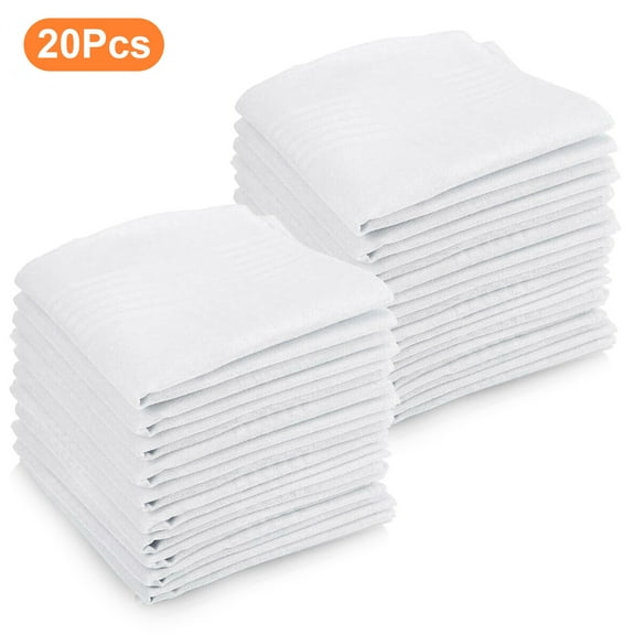 TSV 20pcs Soft Cotton Handkerchiefs, Men's Classic Stripe Hankies, 15''x15'' Pocket Square for Gentleman