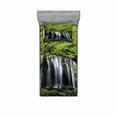 thumbnail image 2 of Ambesonne Scenery Fitted Sheet & Pillow Sham Set, Rock Tree in Waterfall, Queen, Black White and Green, 2 of 3