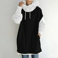thumbnail image 2 of fartey Womens Casual Oversized Patchwork Hoodies Loose Fleece Liner Zip Up Long Hooded Sweatshirt With Pockets Long Sleeves Sweatshirts, 2 of 7