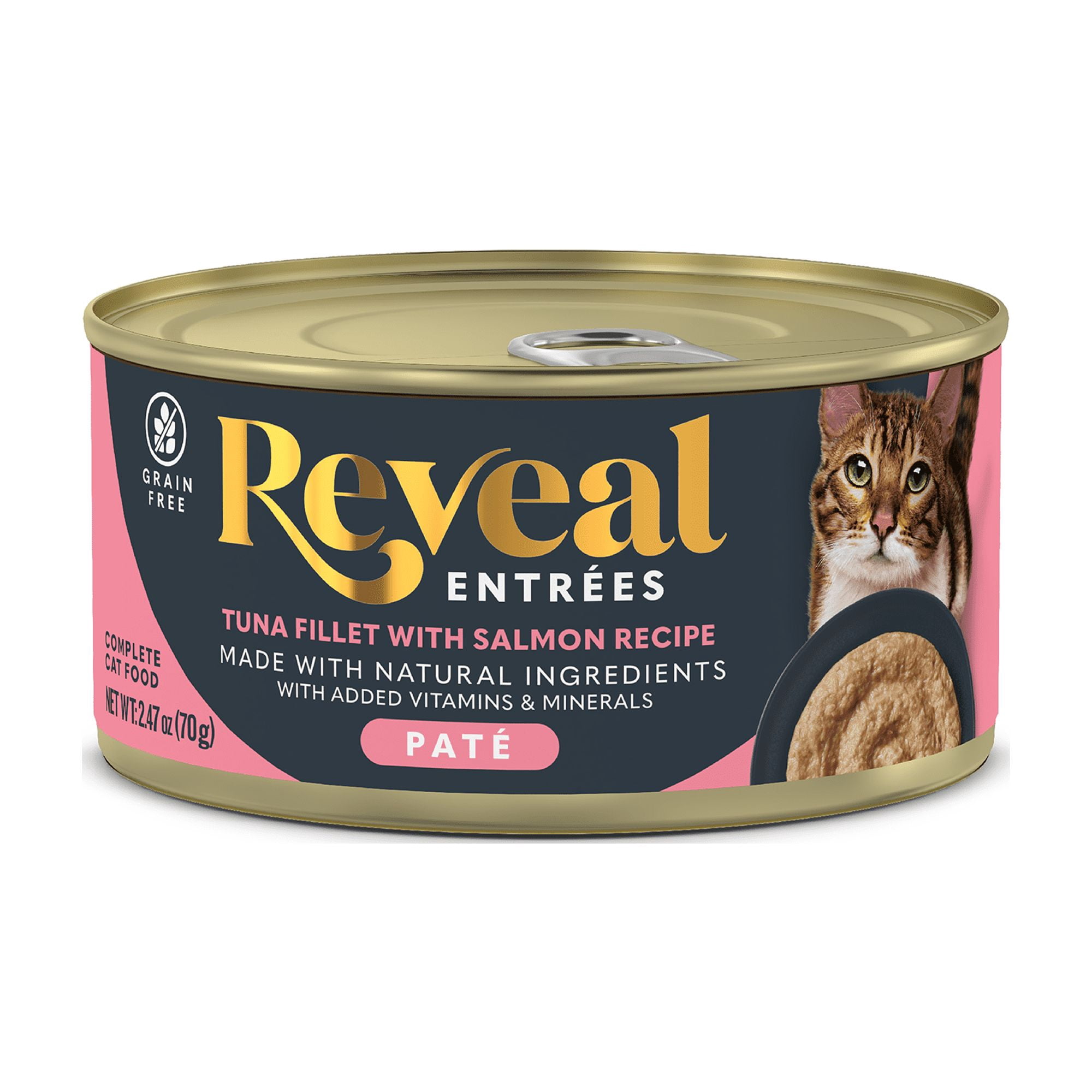 (2 pack) Reveal Pet Food Entrees Natural Wet Cat Food Tuna with Salmon Pate in Broth 2.47 oz Can