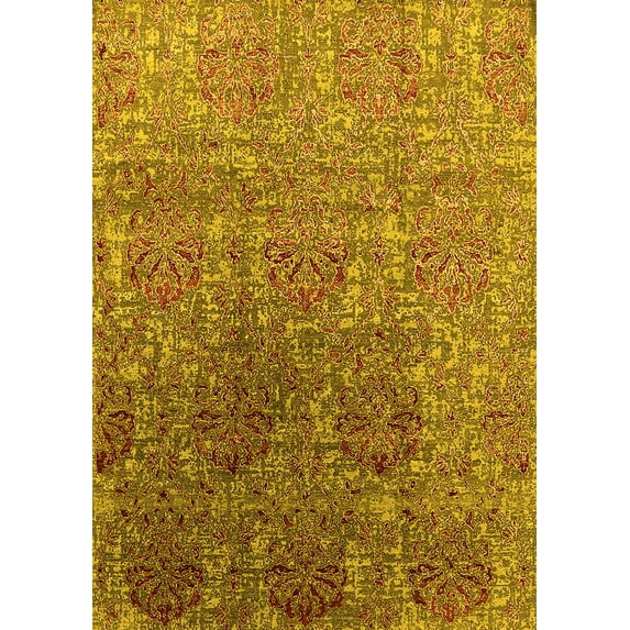 Ahgly Company Machine Washable Indoor Rectangle Oriental Yellow Industrial Area Rugs, 5' x 8'
