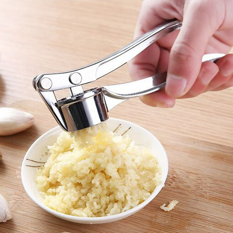 Garlic Press Stainless Steel - No Need to Peel Garlic Mincer Combo