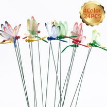 Bopika 3D Dragonfly Garden Stakes Set, 24 Pieces for Vibrant Patio and Lawn Decor, Colorful