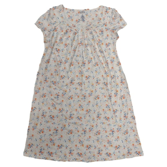 Croft & Barrow Womens White Orange & Blue Floral Nightgown Night Gown Small