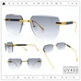 thumbnail image 2 of Mens Luxury Urban Gangster Beveled Rimless Rectangle Sunglasses Gold - Smoke, 2 of 8