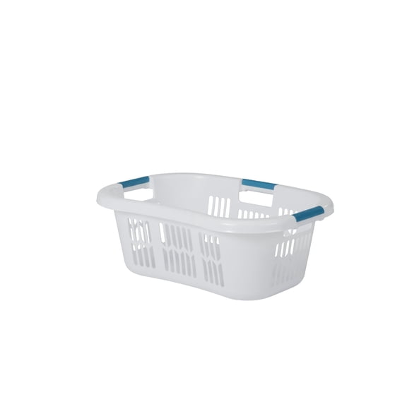 Large Hip-Hugger Laundry Basket/Hamper, 1.5-Bushel, White, Stackable Storage Bin/Organizer for Bathroom/Bedroom/Dorm/Home 299787