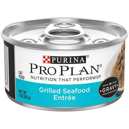 Purina Pro Plan Gravy Wet Cat Food, Grilled Seafood Entree - (24) 3 oz. Cans