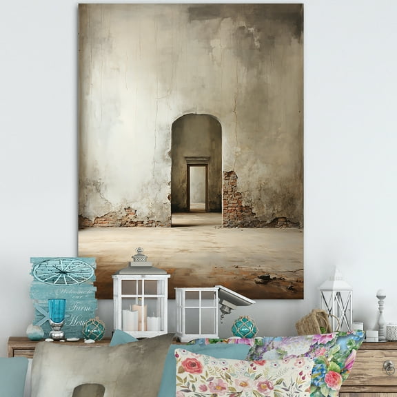 Designart "Embracing Empty Space: Beige Minimalism I" Minimalism Wall Decor