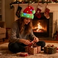 thumbnail image 5 of Meitianfacai LED Light-Up Christmas Santa Hat with Flocked Fabric, Battery Operated Holiday Headwear with String Lights for Parties and Decorations, 5 of 6
