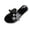 Slipper - Black, variant on Womens Summer Sandals Open Toe Flat Slides with Elegant Pearl Bow Detail Metallic Shiny Finish Slip On Dressy Shoes for Evening Party Beach Vacation Footwear