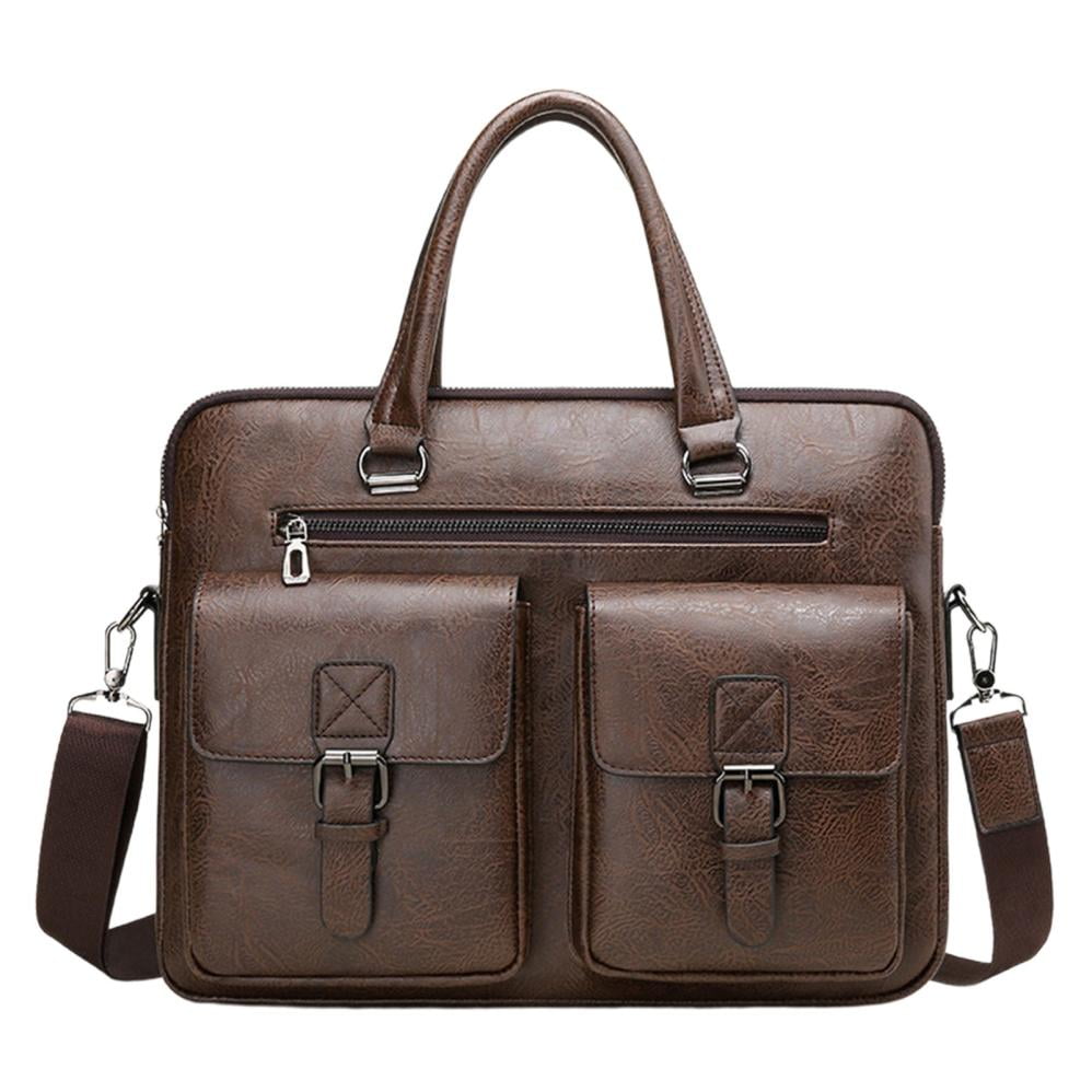 COM1950s Mens Crossbody Bag,Laptop Messenger Bag,Pu Leather Briefcase with Adjustable Strap,Spacious Work Bag for Business Travel and Daily Commute