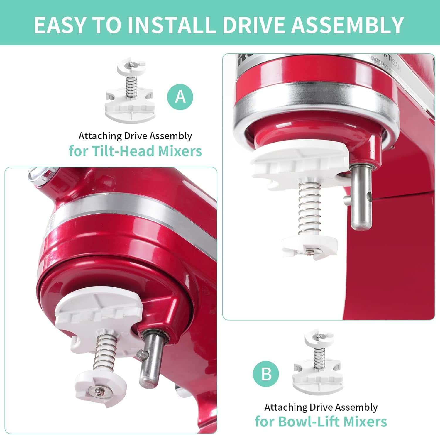 Ice Cream Attachment Compatible with KitchenAid 4.5/5/6/7QT Mixers,Makes 2 Quarts of Ice Cream,Compatible with KitchenAid Ice Cream Maker Attachment,Dishwasher safe(Not Fit 3.5QT Mixers)