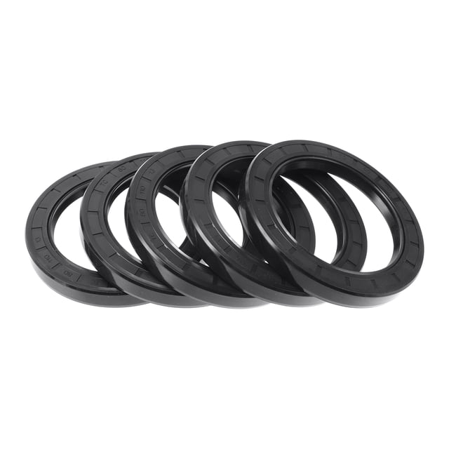 Sello de aceite universal Unique Bargains TC de doble labio con resorte de acero, anillo de sello para eje rotativo 80x110x13mm, caucho nitrilo de alta presión, negro, 5 piezas