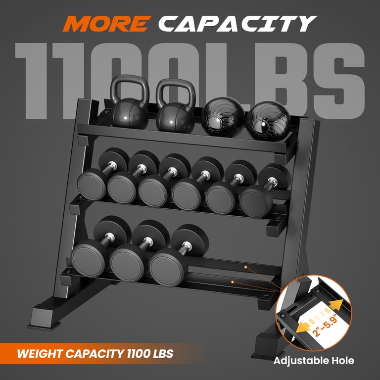 Dprodo Adjustable 3-Tier Dumbbell Storage Rack, 1100 lb photo 2