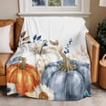 thumbnail image 4 of Fall Thanksgiving Throw Blankets, Orange White Blue Pumpkin Soft Fleece Blanket Decorative for Home Sofa Couch Chair Living Bedroom, 40x50 inches, Rustic Leaf Flower, 4 of 8