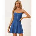 thumbnail image 3 of Disfraz de navidad Mini Vestido De Fiesta Sin Tirantes De Tubo Frontal Con Cremallera Expuesta Sin Tirantes Para Mujer Neblina Azul XS, 3 of 5