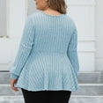 thumbnail image 5 of STETMN Women Plus Size Blouses Lantern Long Sleeve V Neck Striped Tops Dressy Loose Fit Pullover Sweaters, 5 of 5