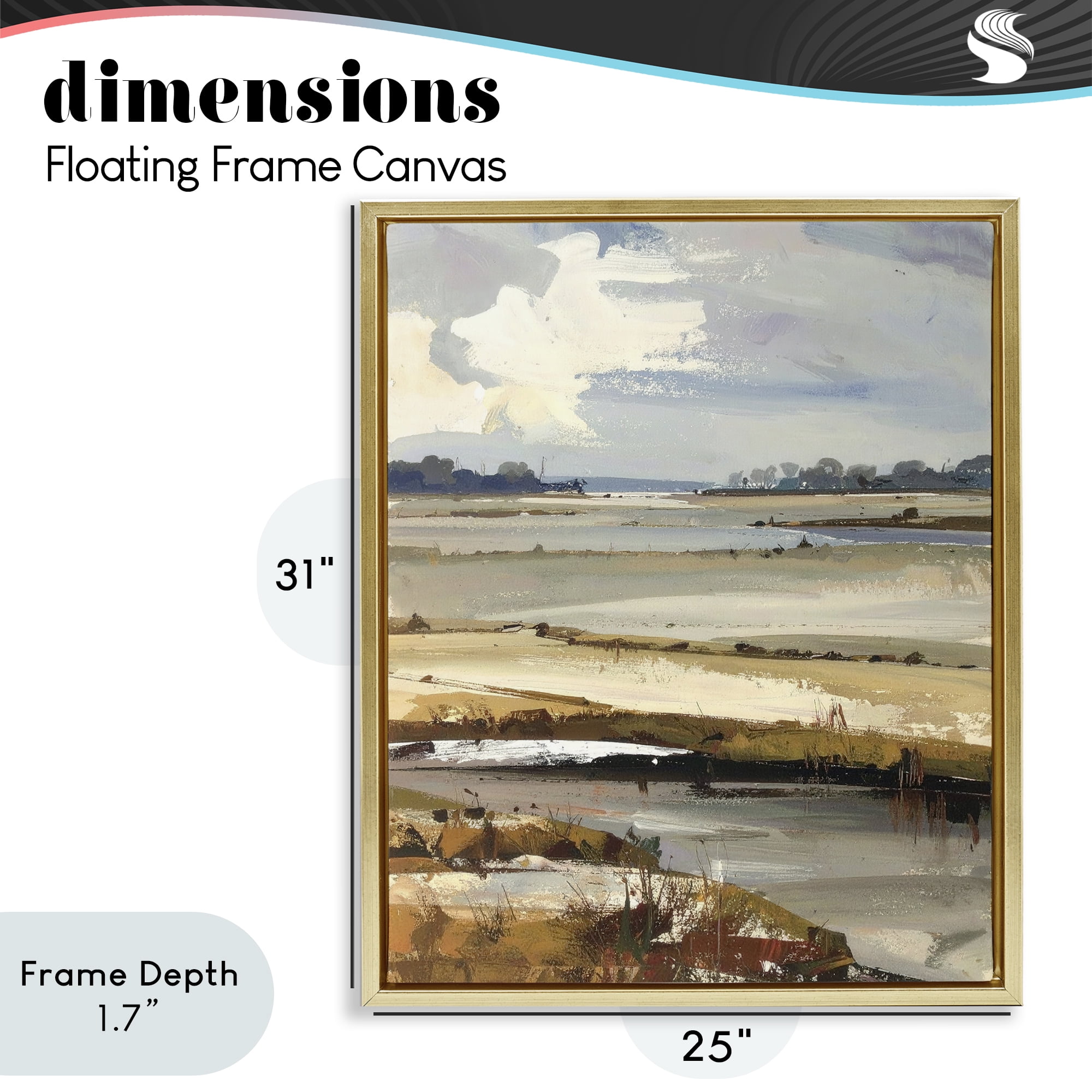 Stupell Industries Earthy Distant Horizon Gold Framed Floater Canvas Wall Art, design by Alonza Saunders