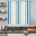 thumbnail image 5 of Blue Brown Stripe Sheer Curtains 45 Inches Long, Ombre Geometric Vertical Striped Light Filering Curtains, Breathable Simi Curtain Privacy Drapes for Kitchen Bathroom Small Window Treatment, 5 of 9