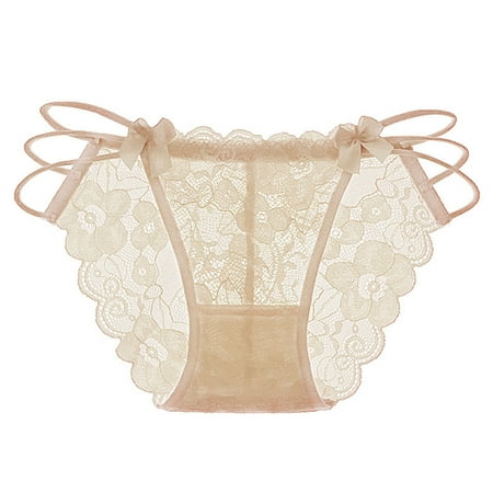 

Panties for Women Women Breathable Lace Panties Sexy Hollow Low Waist Briefs Cotton Crotch Panties Lace Simple Long Sleeve Shirts for Women Beige