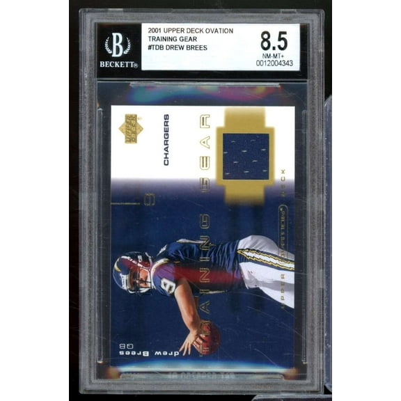 Drew Brees Rookie Card 2001 Upper Deck Ovation Training Gear #TDB BGS 8.5