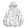 thumbnail image 2 of YLSDY Fashion Men's Lightweight Hooded Windbreaker Jacket Drawstring Zip Up Long Sleeve Windproof Outdoor Sports Coats with Pockets White M, 2 of 6