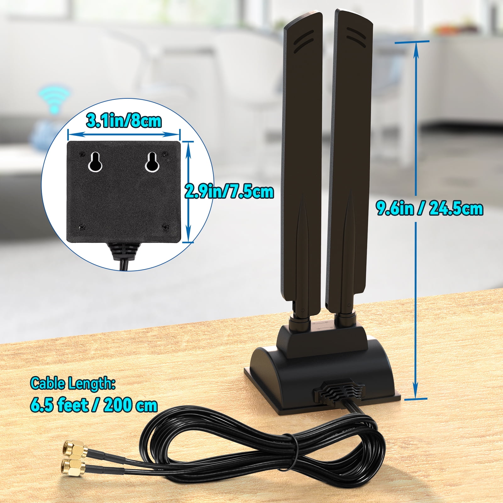 Eightwood WiFi 6E Antenna Tri-Band 6GHz 5GHz 2.4GHz RP-SMA WiFi