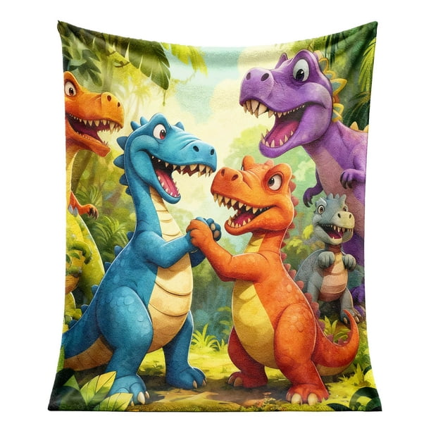 Manta de felpa con dinosaurios Manta suave y cálida para niños y niñas Manta acogedora para la siesta, la cama o el sofá Con motivos de dinosaurios