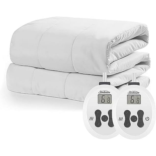 Sunbeam Restful Quilted Heated Mattress Pad 12Heat Settings, Queen White