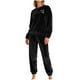 thumbnail image 2 of Conjunto de pijama de terciopelo grueso y cálido para mujer, con cuello redondo, estampado y pantalones de poliéster para invierno., 2 of 5