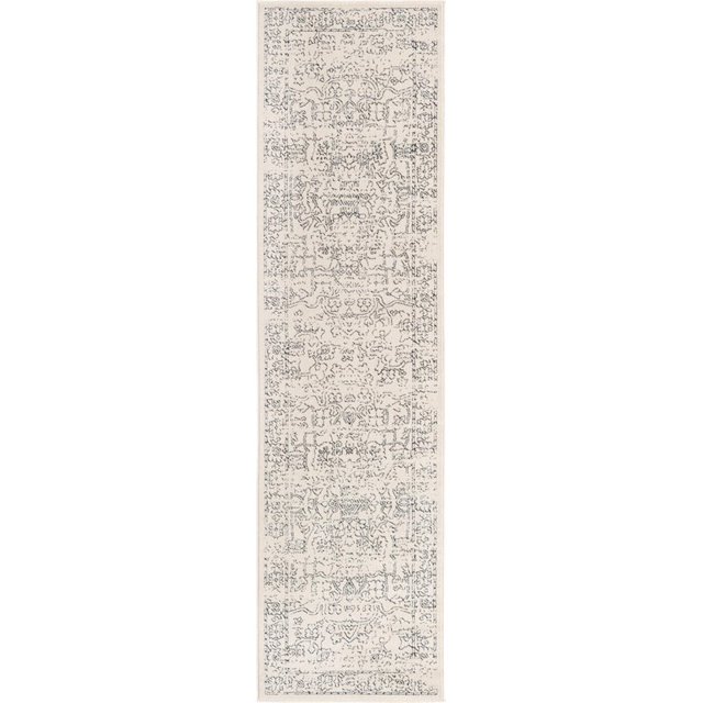 Unique Loom Isabella High-Low Pile Border Rug 2' 7 x 10' Runner Ivory/Black