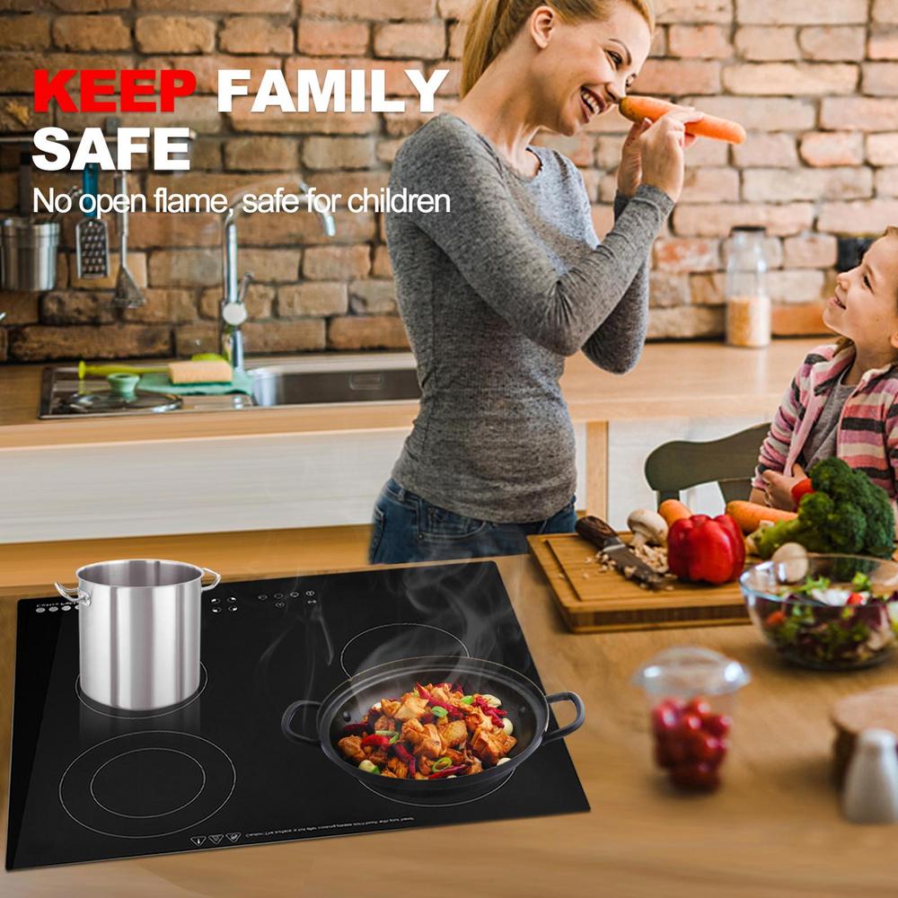 ZHON Electric Stovetop 4 Burners Induction Cooker Countertop Stove Top Kitchen Stove Touch Control 220-240V Electric Cook Top for Stone Pot Bibimbap handsome