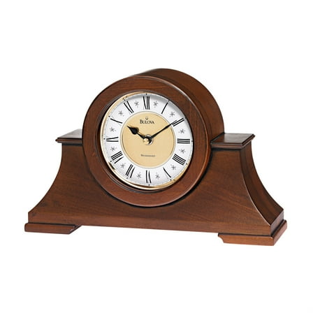 Bulova 12" Cambria Antiqued Walnut Mantel Clock