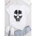 thumbnail image 2 of Women's Casual Skull Print T-Shirt - Knit Polyester Blend Crew Neck Tee with Medium Stretch, Geometric Pattern, Casual Style for All Seasons, 2 of 6