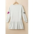 thumbnail image 6 of Women's Sequin Heart Neck Long Sleeve Mini Dress Sparkle Sheer Overlay Opaque Stretch Body 80% Polyester 20% Cotton, 6 of 9