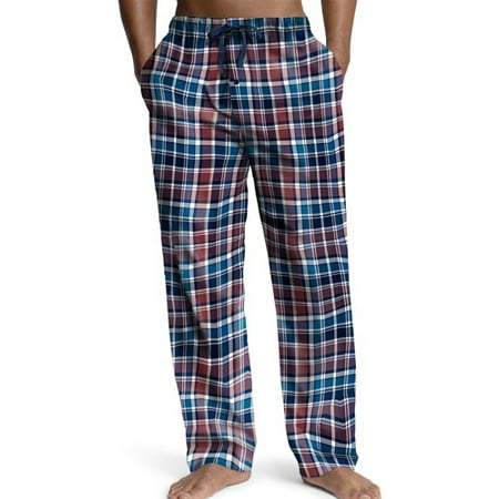 red and blue plaid pajama pants