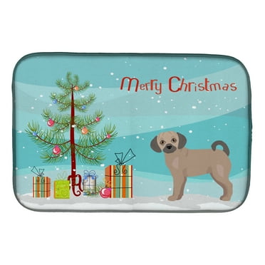 Fawn Puggle Christmas Tree Dish Drying Mat